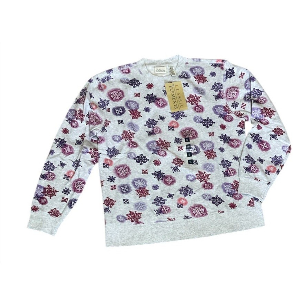 NWT Classic Elements Sweatshirt Snowflake Fleece Lined Women's S
